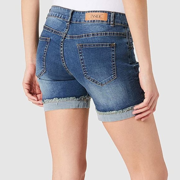 High Rise Blue Denim Cutoff Jean Shorts - Picture 2 of 2